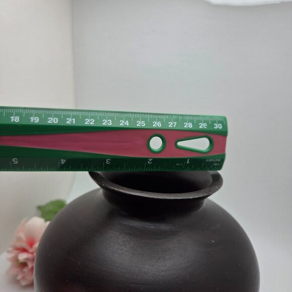 Vintage Globe Wood Vase with Base Mango Accents - Picture 13 of 16